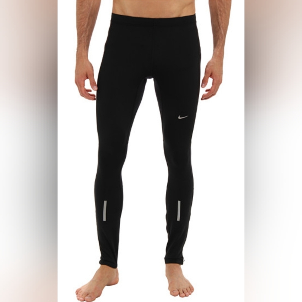 NIKE Dri-Fit Black Reflective Running MENS MEDIUM Athletic PANTS